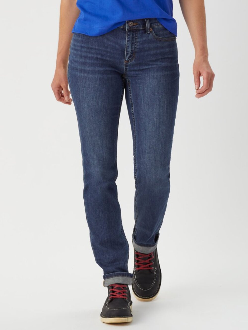 Duluth Trading Co Daily Denim Slim Leg Jean Womens 10x31 Dark Wash High Rise Cot